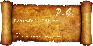 Prazsák Géza névjegykártya